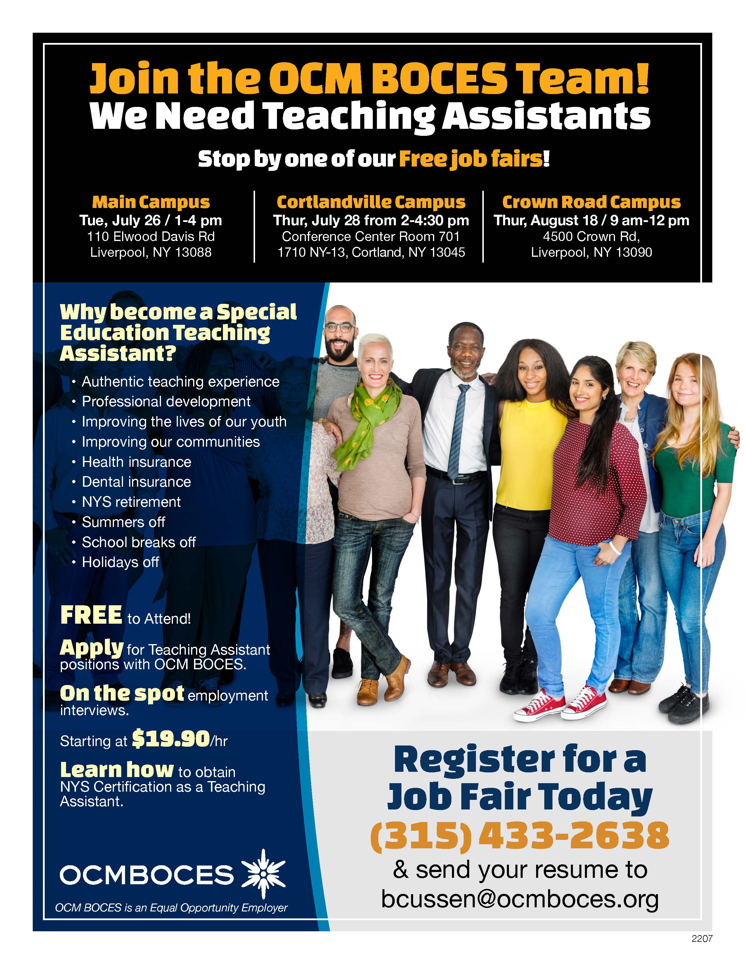 Join our team at OCM BOCES for the 20222023 school year! Onondaga